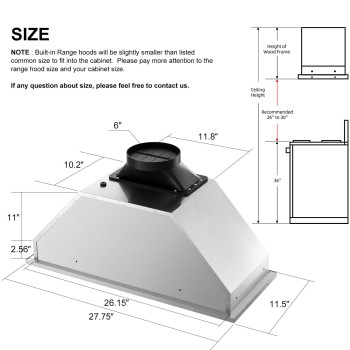 Brano Range Hood Insert 30 Inch 900 Cfm Smart Voicegesturetouch Control 4 Speed Exhaust Fan Stainless Steel Kitchen Hood Wi