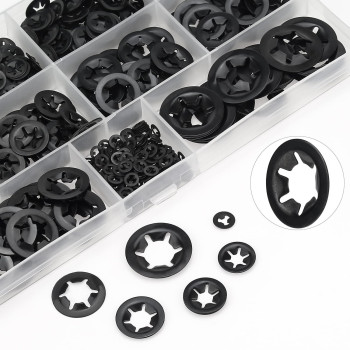 Helifouner 360 Pieces 9 Sizes Internal Tooth Star Lock Washers Quick Speed Locking Washers Push Nuts Speed Clips Retaining Cl