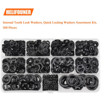 Helifouner 360 Pieces 9 Sizes Internal Tooth Star Lock Washers Quick Speed Locking Washers Push Nuts Speed Clips Retaining Cl