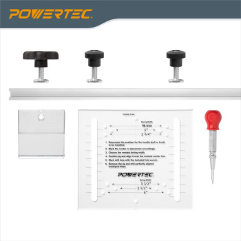 Powertec Cabinet Hardware Jig Wcenter Punch T Track Stop Block Drawer Jig For Installing Pulls Knobs Handle On Cabinet