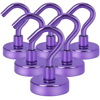 Diymag Magnetic Hooks 30Lbs Strong Heavy Duty Cruise Magnet Shooks For Classroom Fridge Kitchen Etc 6 Packpurple