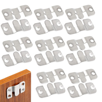 16Pcs Stainless Steel Interlock Hanging Buckle Flush Concealed Mount Brackets Stainless Steel Z Clip Bracket Interlock Hanging B