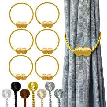 Hion Magnetic Curtain Tiebacks Golden 6 Pack Curtain Tiebacks Buckles Holdbacks Holders Hooks Clip For Home Bedroom Office Deco