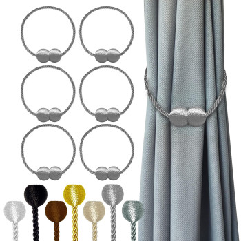 Hion Magnetic Curtain Tiebacks Grey 6 Pack Curtain Tiebacks Buckles Holdbacks Holders Hooks Clip For Home Bedroom Office Decora