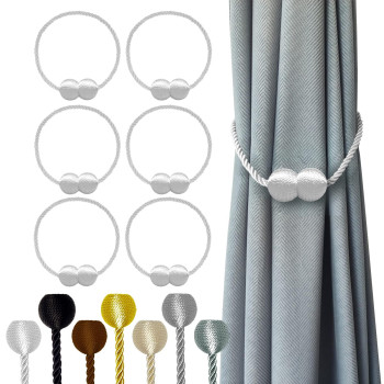 Hion Magnetic Curtain Tiebacks White 6 Pack Curtain Tiebacks Buckles Holdbacks Holders Hooks Clip For Home Bedroom Office Decor