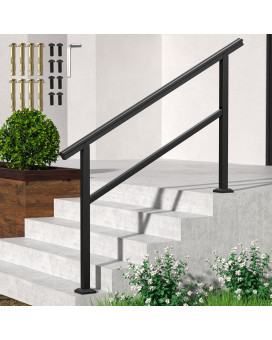 Spaceeup 5 Steps Handrails For Outdoor Steps 60X35Handrail For Stairs Outdoor Aluminum And Iron Stair Railing Fit 0 To 5 Ste