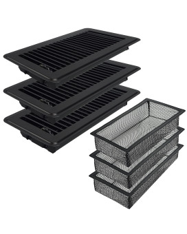 Floor Register 3 Pack 4 X 10 Duct Opening Size Easy Adjust Vent Deflector Metal Reinforced Weld Black