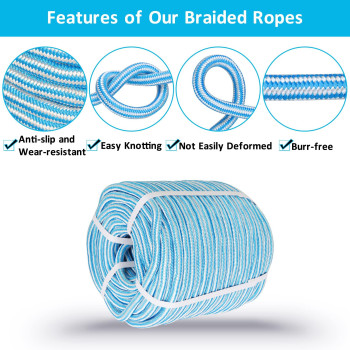 Elfinrm Arborist Tree Rope 12Inch By 200Ft 24 Strand Bull Rope Up To 8000Lbs Tensile Strength Blue And White