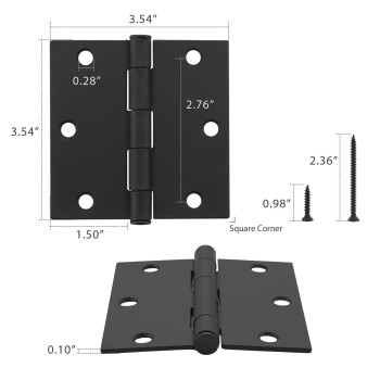 Home Master Hardware 35 In X 35 In Square Standard Door Hinges Residential Interior Bedroom Hardware Door Hinge Black 18Pack