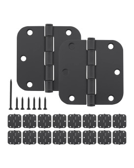 18 Pack Rounded Matte Black Door Hinges 35 Inch Interior Door Hinges Residential Bedroom Door Hinge With 3 12In 58 Radius C