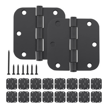 18 Pack Rounded Matte Black Door Hinges 35 Inch Interior Door Hinges Residential Bedroom Door Hinge With 3 12In 58 Radius C