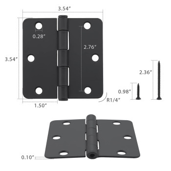 Home Master Hardware 35 In X 35 In Door Hinges Residential Interior Bedroom Hardware Door Hinge With 14 Radius Corner Blac