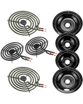 Porcelain Burner Drip Pan Cooktop Set Mp22Ya Electric Range Burner Element Unit Set Replacement Compatible With Whirlpool El