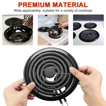 Porcelain Burner Drip Pan Cooktop Set Mp22Ya Electric Range Burner Element Unit Set Replacement Compatible With Whirlpool El