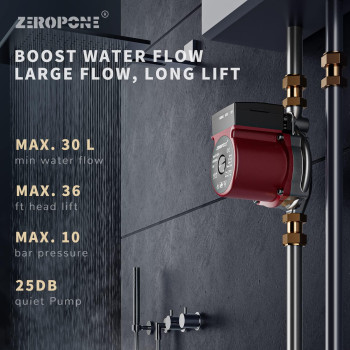 Zeropone Hot Water Recirculating Pump Water Circulator Pump 120W 110V Automatic Circulating Pump Stainless Steel Head Npt 34