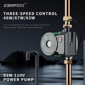 Zeropone Hot Water Recirculating Pump 93W Water Circulator Pump Npt 34 Wnpt 12 Adapter Stainless Steel Head 156S 3 Spe