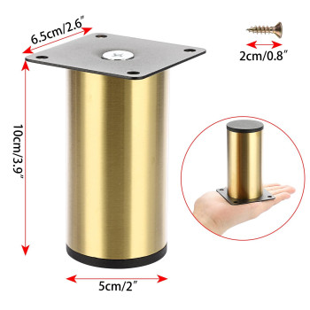 Ownmy 4Pcs 4 Inch Stainless Steel Furniture Legs Feets Metal Cabinet Desk Legs Golden Round Metal Furniture Risers Coffee Table