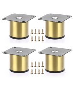 Ownmy 4Pcs 2 Inch Stainless Steel Furniture Legs Feets Metal Cabinet Desk Legs Golden Round Metal Furniture Risers Coffee Table