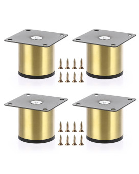 Ownmy 4Pcs 2 Inch Stainless Steel Furniture Legs Feets Metal Cabinet Desk Legs Golden Round Metal Furniture Risers Coffee Table