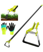 Sorsweet Garden Hoe 74 Inches Hula Hoe Adjustable Stirrup Hoe With Gardening Gloves Garden Tools For Weeding And Loosening So