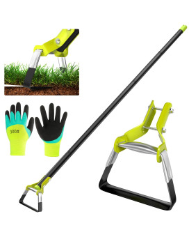 Sorsweet Garden Hoe 74 Inches Hula Hoe Adjustable Stirrup Hoe With Gardening Gloves Garden Tools For Weeding And Loosening So