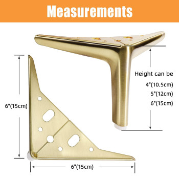 Vehcil 4Inch Furniture Legs Legs For Furniture Set Of 4 Modern Furniture Feet For Cabinet Sofa Couch Table Chair Bed Dresser