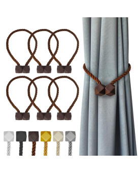 Hion Magnetic Curtain Tiebacks Dark Brown 6 Pack Curtain Tiebacks Buckles Holdbacks Holders Hooks Clip For Home Bedroom Office