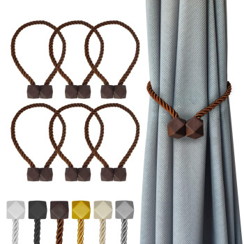 Hion Magnetic Curtain Tiebacks Dark Brown 6 Pack Curtain Tiebacks Buckles Holdbacks Holders Hooks Clip For Home Bedroom Office