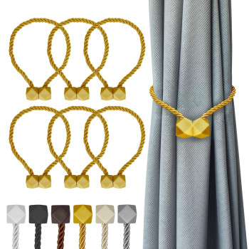 Hion Magnetic Curtain Tiebacks Golden 6 Pack Curtain Tiebacks Buckles Holdbacks Holders Hooks Clip For Home Bedroom Office Deco