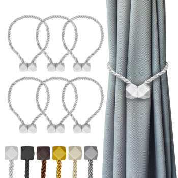 Hion Magnetic Curtain Tiebacks White 6 Pack Curtain Tiebacks Buckles Holdbacks Holders Hooks Clip For Home Bedroom Office Decor