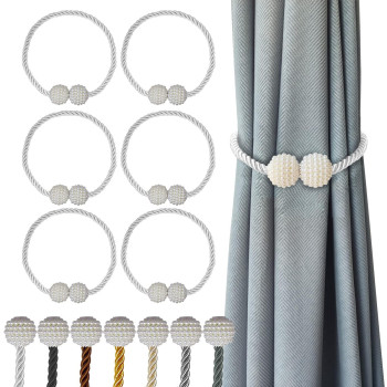 Hion Magnetic Curtain Tiebacks White 6 Pack Curtain Tiebacks Buckles Holdbacks Holders Hooks Clip For Home Bedroom Office Decor