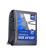 Raindeway Tarps Heavy Duty Waterproof 16X20 Feet 14 Mils Super Heavy Duty Tarp With Metal Rings And Reinforced Corners And Edge