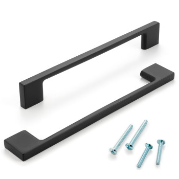 Askano 614 Inch Hole Centers Black Wide Foot Kitchen Cabinet Pull Handle Zp2205 Pack Of 10 Solid Hardware For Drawer Dres