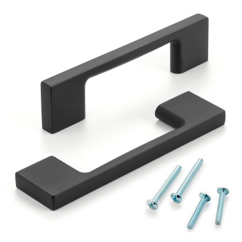 Askano 3 Inch Hole Centers Black Wide Foot Kitchen Cabinet Pull Handle Zp2205 Pack Of 10 Solid Hardware For Drawer Dresser