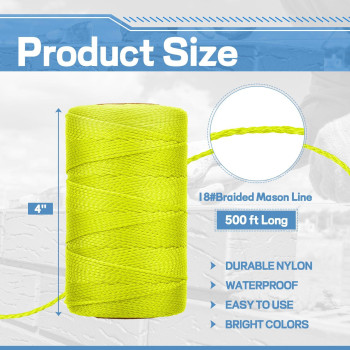 6 Roll Mason Nylon String 500 Feet Nylon Twine Braided Twine String Twine Heavy Duty Outdoor Twine Rope Hanging String Masonry S