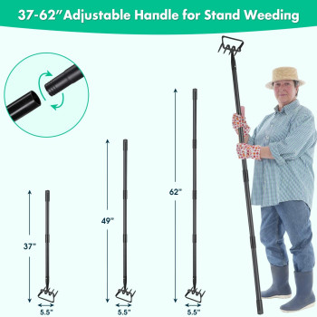 Garden Hoe 62 Inch Long Stirrup Hoe Garden Tools Cultivator For Weeding Heavy Duty Garden Hoe For Gardening Weeding With Adjus