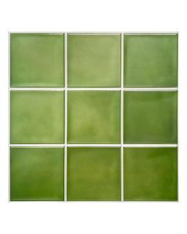 Commomy 10 Pcs Matte 3D Green Peel And Stick Tile 118X118 Ultralight Square Peel And Stick Backsplash For Kitchen Peel An