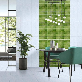 Commomy 10 Pcs Matte 3D Green Peel And Stick Tile 118X118 Ultralight Square Peel And Stick Backsplash For Kitchen Peel An