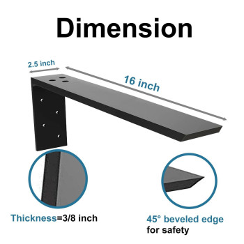 Countertop Support Bracket 2 Pack Heavy Duty Countertop Hidden Bracket Shelf Bracket 16 X 6 X 2 12 Forward L Bracket Meta