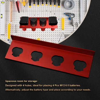 Ezypak Battery Holder For Milwaukee M12 Battery Holder Battery Storage Holder For Milwaukee M12 60 Battery High Strength Metal