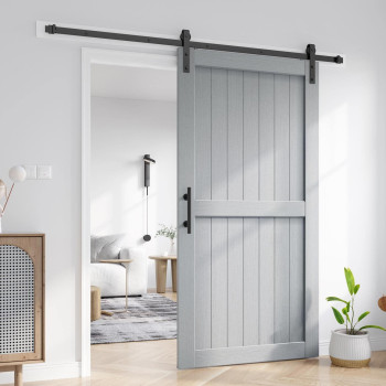 Easelife 42In X 84In Sliding Barn Door With 7Ft Barn Door Hardware Track Kit Included Solid Lvl Wood Covered With Waterproof