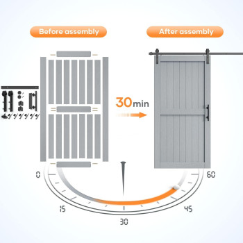 Easelife 42In X 84In Sliding Barn Door With 7Ft Barn Door Hardware Track Kit Included Solid Lvl Wood Covered With Waterproof