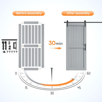 Easelife 36In X 84In Sliding Barn Door With 66Ft Barn Door Hardware Track Kit Included Solid Lvl Wood Covered With Waterproof