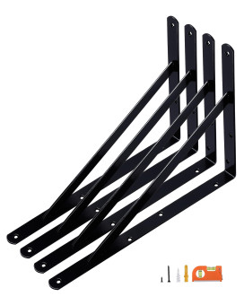 Neodrop 4Pack 18 Inch Heavy Duty Shelf Brackets Thicken Wall Bracket For Garage Floating Storage Shelves Black Powdercoated