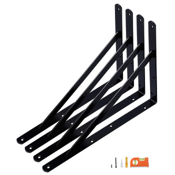 Neodrop 4Pack 18 Inch Heavy Duty Shelf Brackets Thicken Wall Bracket For Garage Floating Storage Shelves Black Powdercoated