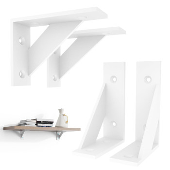 Sogal Small Shelf Bracket With 4 Mounting Ways Wall Mounted Shelf Bracket White Shelf Brackets 3 Inch X 4 Inch 4Pack