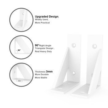 Sogal Small Shelf Bracket With 4 Mounting Ways Wall Mounted Shelf Bracket White Shelf Brackets 3 Inch X 4 Inch 4Pack