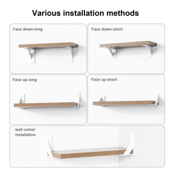 Sogal Small Shelf Bracket With 4 Mounting Ways Wall Mounted Shelf Bracket White Shelf Brackets 3 Inch X 4 Inch 4Pack