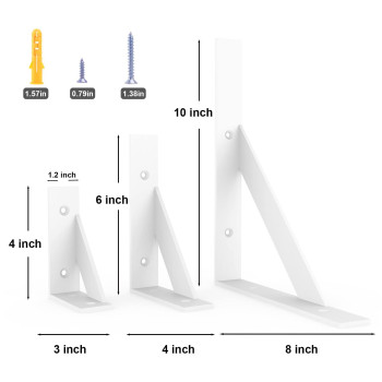 Shelf Brackets White Shelf Bracket 6 Inch X 4 Inch Shelf Support 90 Triangle Angle Brackets For Shelves Heavy Duty Floating She