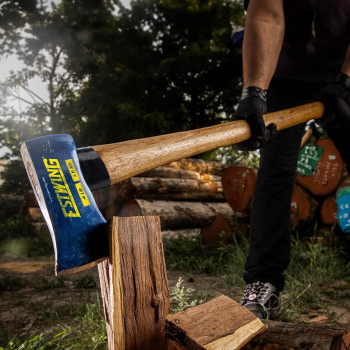 Estwing 4 Pound 36 Inch Full Sized Hand Sharpened Axe With Curved Wooden American Hickory Handle For Cutting And Splitting Gree